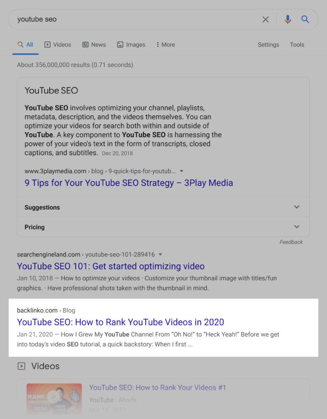 google serp-youtube seo